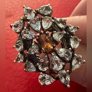 Topaz citrine blackened sterling ring